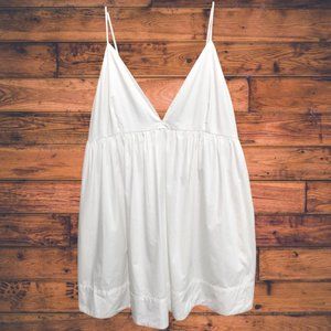 Abercrombie & Fitch White Poplin Babydoll Mini Dress Size XL V-Neck Lined NWT
